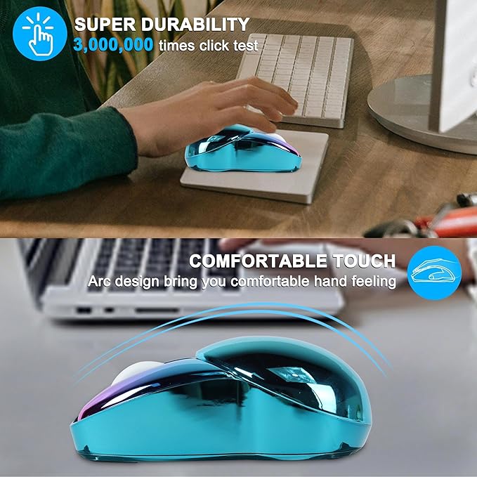 Wireless Mouse Bluetooth Cute Bunny Dual-Mode Computer Mouse Portable Small 2.4G Optical Mouse with USB Receiver Silent Blue Kawaii Rabbit Cordless Mouses for Laptop PC Computer Desktop iPad Macbook