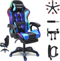 TBQATNTS Gaming Chair with LED Lights and Speakers Ergonomic Gaming Chair with Massage and FootrestComfortable Computer Reclining with Headrest and Lumbar SupportVideo Game Chair for Adults Kids.B