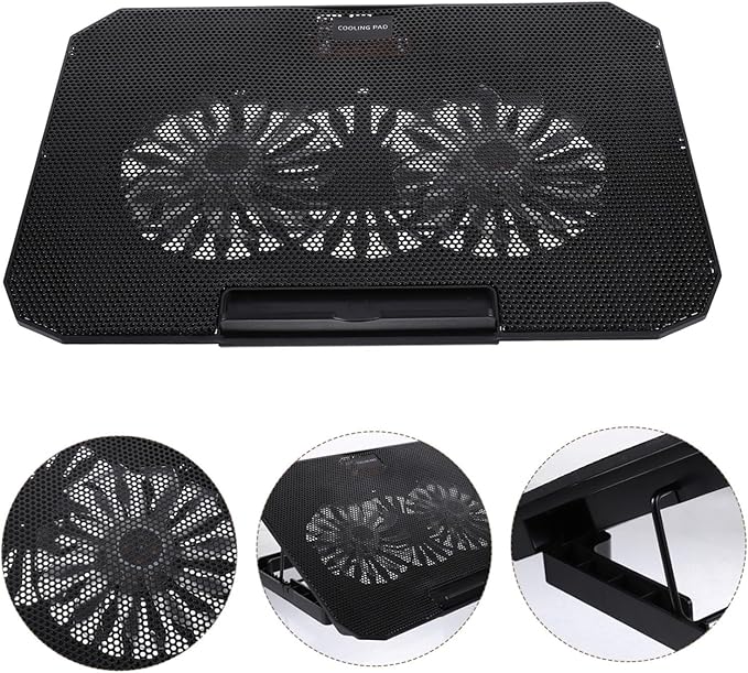 Tofficu 1Pc Laptop Cooler Stand for Laptops USB Powered Radiator with Height and Quiet Fan Design for Gaming and Work Black Color