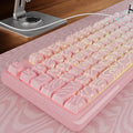V102 Wired Keyboard 98 Keys Creamy Gaming Keyboard with Number Pad Display Screen &amp Media Knob RGB Silent Wired Cute Computer Keyboard for Laptop PC Gamer - Light Pink