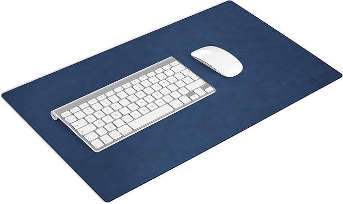 24 x 14 Leather Desk Pad - SKIDSTOP™ Ultra Smooth Executive Blotter and Protective Mat Large Mouse Pad for Office School Home Remote Business – Navy Blue