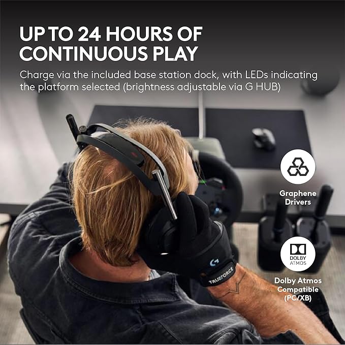 Logitech G Astro A50 X Multi-Platform Wireless Gaming Headset + Base Station for PS5/Xbox/PC: PLAYSYNC Video &amp Audio Switcher HDMI 2.1 4K 120Hz VRR &lt24bit/48kHz 24hr Battery 2.4GHz &amp BT