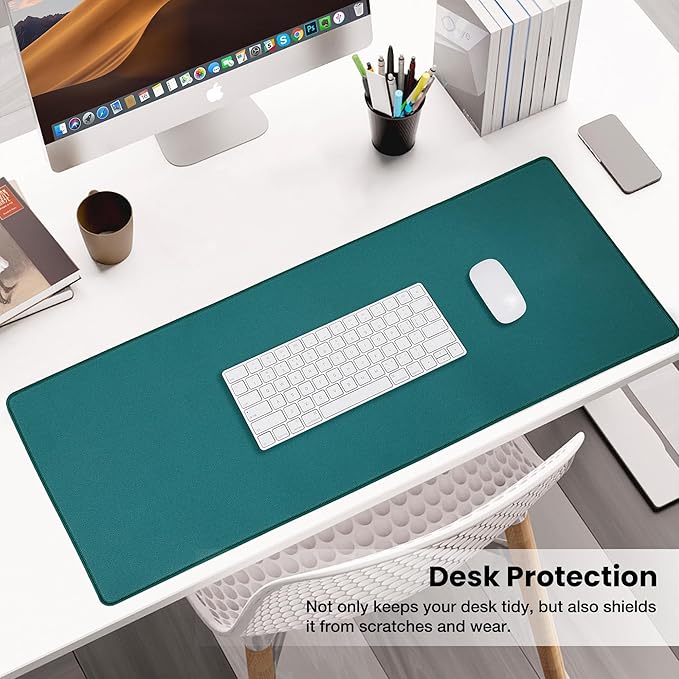 ALOANES Waterproof Mouse Pad XXXL Gaming Keyboard Pad with Anti-Slip Base Grain Jacquard Surface Extend Desk pad for Gamer Office &amp Home Green Mousepad 40cm x90cm x0.3cm