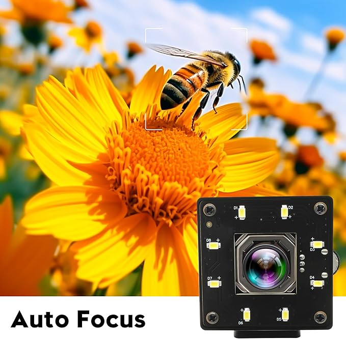 USB Camera 120fps 4K Autofocus IR Cam Day and Night 100 Degree No Distortion Lens Lightburn UVC Compatible Plug and Play for Windows Mac OS Jetson Nano