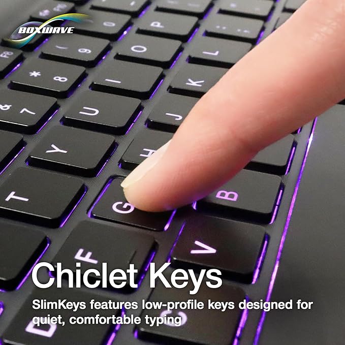 BoxWave Keyboard Compatible With Kyocera DuraXV Extreme - SlimKeys Bluetooth Keyboard - with Backlight Portable Slim LED 7 Colors - Jet Black