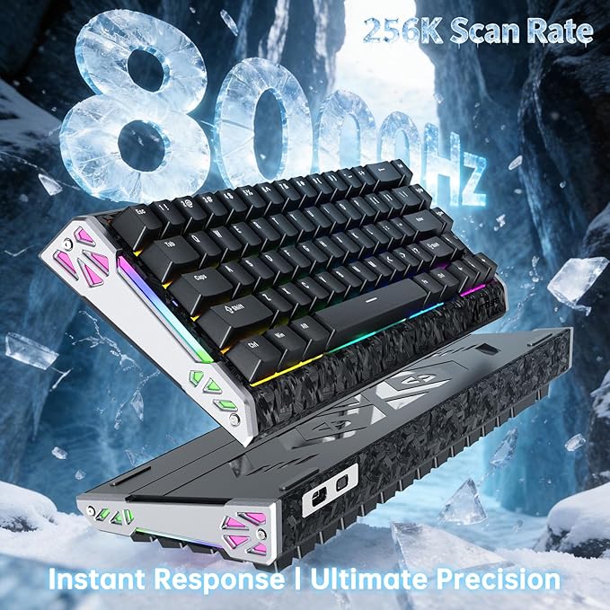 ATTACK SHARK R68 HE Carbon Fiber 8000Hz Rapid Trigger Keyboard 0.005mm RT Accuracy 68 Keys Wired Gaming Keyboard with Magnetic Switch Adjustable Actuation Snap Tap RGB Lighting for PC/Mac Black