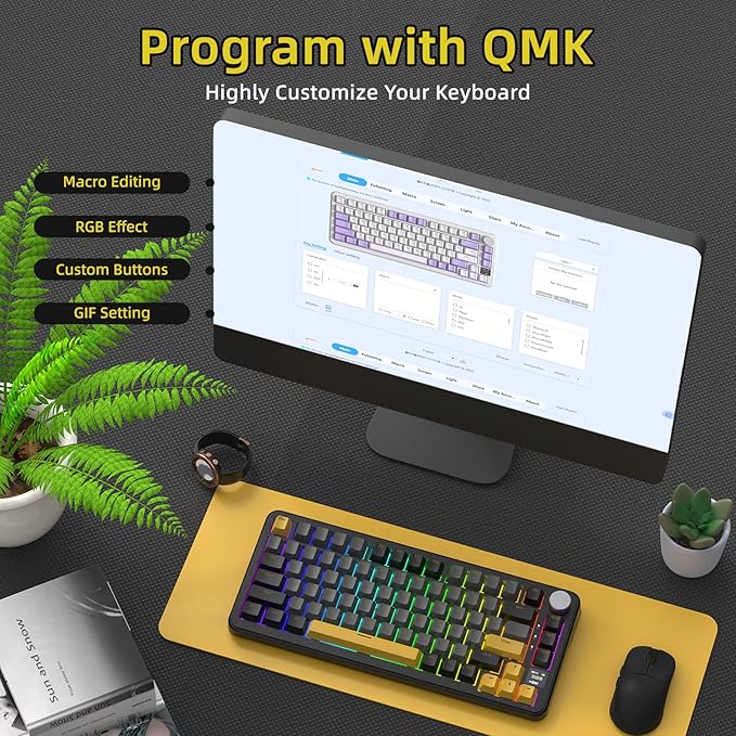 MAGIC-REFINER ATTACK SHARK X85PRO 75% Wireless Mechanical keyboardTFT Smart Display&ampKnobBT/2.4GHz/Wired Custom Gaming KeyboardGasketHot-SwapRGBwith Pro Cable&amp5 Color PBT Keycapsfor PC/M