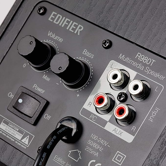Edifier R980T 4 Active Bookshelf Speakers - 2.0 Computer Speaker - Powered Studio Monitor (Pair)
