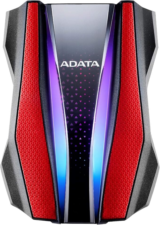 ADATA Durable Series HD770G RGB 2TB Red External USB 3.1 Portable Hard Drive Compatible with Xbox and PS4 (AHD770G-2TU32G1-CRD)
