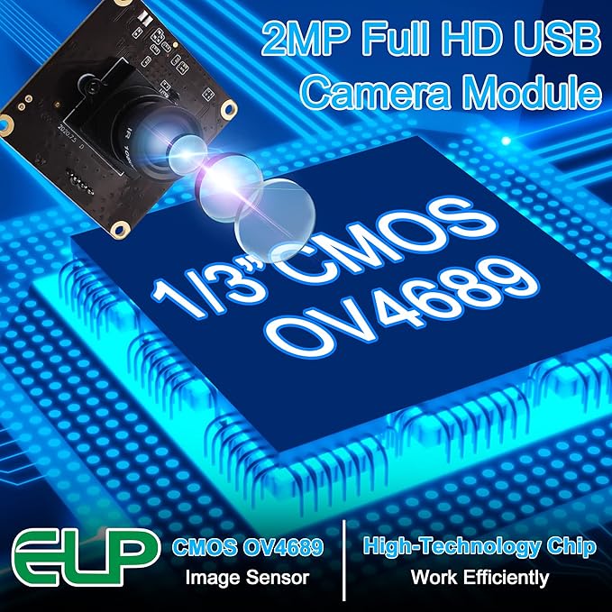 ELP 2MP High Speed USB Camera Module for Computer - 1080P Mini UVC USB2.0 Webcam Board CMOS OV4689 Video CCTV Industrial PC Camera for Laptop - High Frame Rate 260fps 120fps 60fps