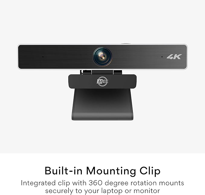 MEE Audio C11Z 4K Ultra HD Webcam with ANC Microphones 4X Digital Zoom Low Light Correction Wide Angle Lens and Privacy Cover for Zoom Video Conferencing on Computer PC Mac Laptop Desktop