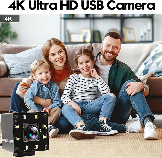 USB Camera 120fps 4K Autofocus IR Cam Day and Night 100 Degree No Distortion Lens Lightburn UVC Compatible Plug and Play for Windows Mac OS Jetson Nano