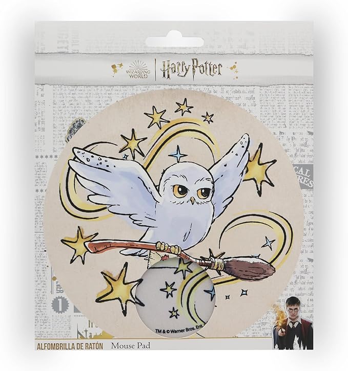Hedwig Harry Potter Small Mouse Mat with Owl Hedwig Design Mouse Mat Made of Extra Fine Fibre and Washable the Power of Joy Disney Harry Potter Gifts for Girls and Women