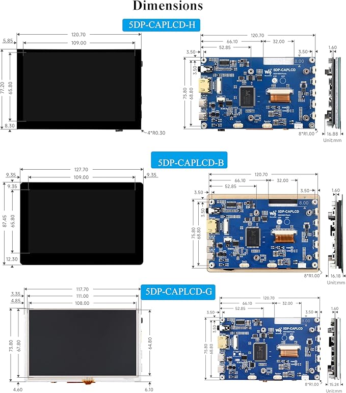 5inch HDMI Touch Screen 1024x600 Capacitive Touch IPS Display Compatible with Raspberry Pi 5/4B/3B+/3B/Zero 2W/Zero W/Zero/Pico/Pico W Win 11/10/8.1/8/7 /Jetson Nano (Wide-Bezel Capacitive Touch)