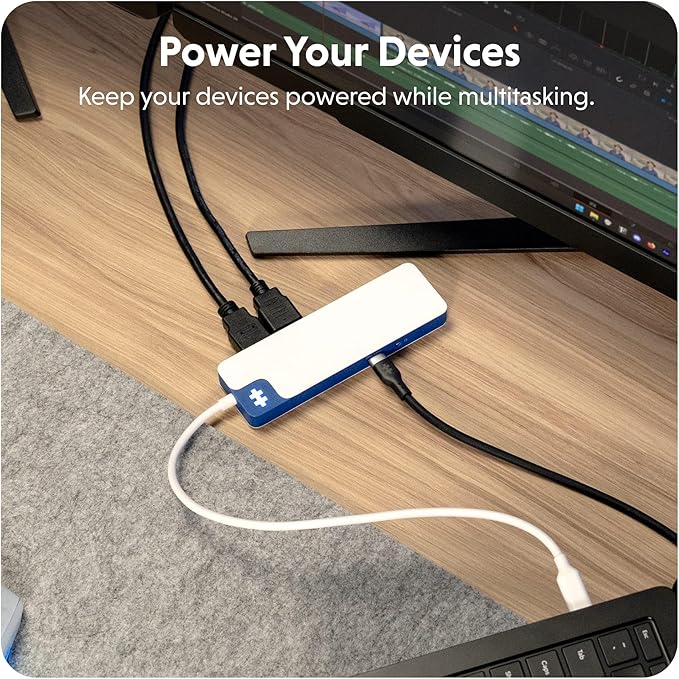 HyperDrive Flex 9-in-1 USBC Docking Station Dual Monitor HDMI Hub — 2 HDMI 4K60Hz 100W PD USB C 2 USB-C 5Gbps USB-A SD/microSD Audio Jack — Blue