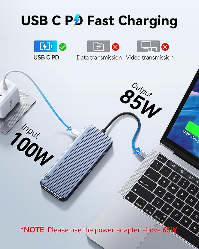 USB C Docking Station 3 HDMI Selore 12 in 1 Laptop Docking Station 3 Monitors with Triple HDMI10Gbps USB A/C 3.1USB 2.0100W PD Charging Gigabit Ethernet Audio MicSD/Micro SD Card Slot