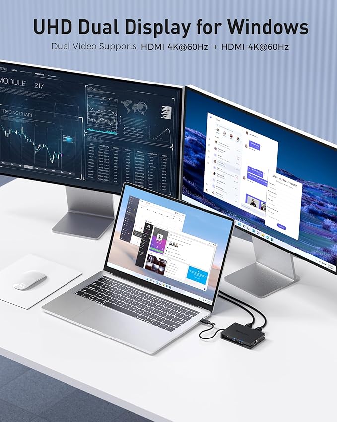 Cable Matters 8-in-1 USB C Hub Multiport Adapter with Dual 4K@60Hz HDMI 140W PD Charging Gigabit Ethernet 10Gbps Data Transfer: 2X USB-C &amp 1x USBA 3.2 Ports (Support ONE External Display on Mac