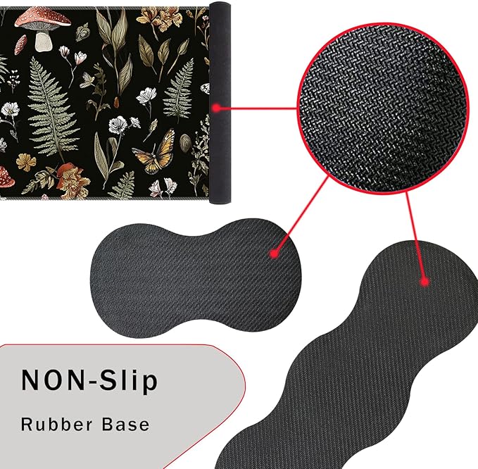 Keyboard Wrist Rest and Mouse Pad with Wrist Support Set Ergonomic CoasterMemory FoamEasy Typing Pain ReliefLarge XL Desk Mat 31.5x 11.8Magic Mushrooms