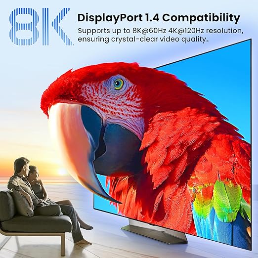 8K@60Hz Dual Monitor Displayport KVM Switch 2 Monitors 2 Computers USB 3.0 4K@120Hz DP KVM Switch for 2 PCs Share 2 Monitors and 4 Port USB 3.0 to Connect Keyboard Mouse Printer and More