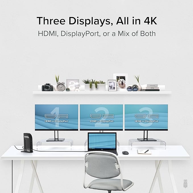 Plugable 13-in-1 USB C Docking Station 4K Triple Monitor with 100W Power Delivery | USB C Dock for Windows Mac ChromeOS Thunderbolt | Driver Required | 3X HDMI and 3X DisplayPort (UD-ULTC4K)
