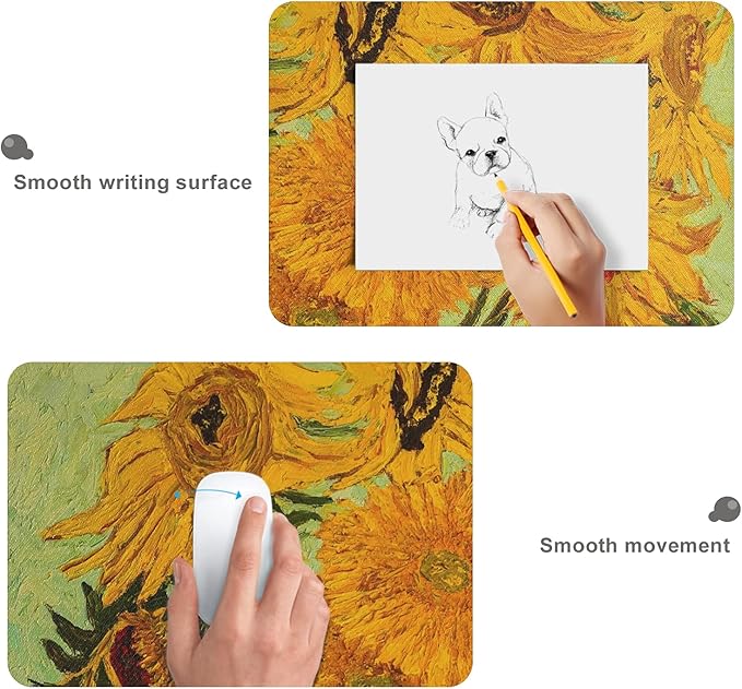 ALAZA Sunflower Print Van Gogh Large Gaming Mouse Pad Big Mousepad Mice Keyboard Mat with Non-Slip Rubber Base for Computer Laptop Home &amp Office 35.4 X 15.7 inch