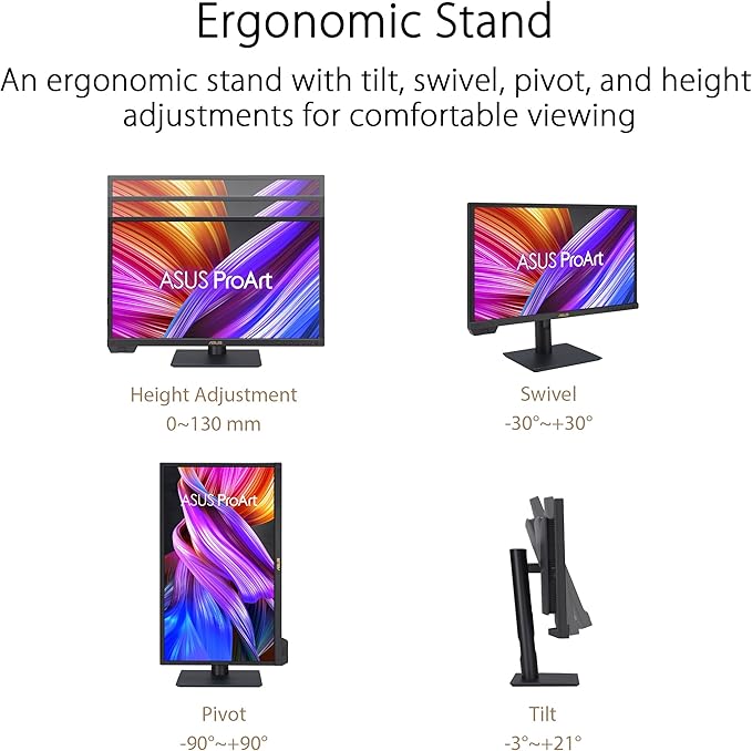 ASUS ProArt Display 24” 4K 12G-SDI HLG Professional Monitor (PA24US) - IPS UHD (3840 x 2160) 99% Adobe RGB 95% DCI-P3 ΔE &lt 1 USB-C Built-in Motorized Colorimeter Calman Ready 3 Year Warrant