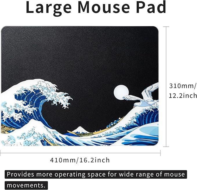 XVX Glass Mouse Pad for Gaming Black Coral Sea Hard Gaming Mousepad Professional Large Mouse Mat 410mm*310mm Special Glass Surface with Improved Precision and Speed