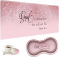 Large Gaming Mouse Pad + Mouse Wrist Rest Pad + Coaster Combination 31.5 x 11.8 Durable Non-Slip Extension Table Mat Suitable for Office and Home Bible Psalm 46-5