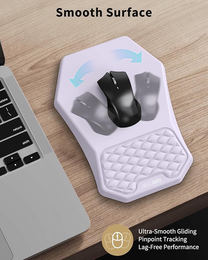 Ergonomic Mouse Pad and Keyboard Wrist Rest Support Set Massage Design Mousepad for Carpal Tunnel Pain Relief Memory Foam Non-Slip PU Base for Computer Desk Purple