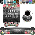 Wrist Rest Support Ergonomic Gel Mouse Pad &amp Memory Foam Keyboard Set Non-Slip Rubber PU Base for Home Office Working Studying Easy Typing &amp Pain Relief - Floral Quote Bible Verses Psalm 46:5