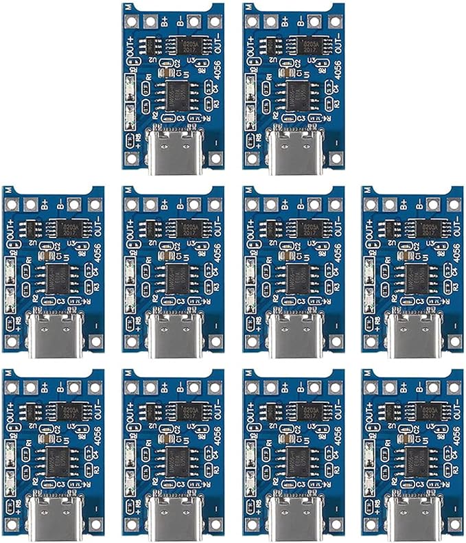 4-Pack OV7670 VGA CMOS Camera Modules (I2C 640x480) for Arduino/ARM/FPGA + 10 TP4056 Type-C 1A 18650 Lithium Battery Charger Modules with Dual Protection
