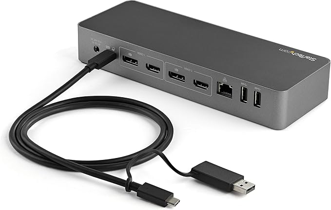 3ft/1m USB-C Cable with USB-A Adapter Dongle USB-C to C [10Gbps/PD] USB-A to C [5Gbps] 2-in-1 USB C Cable for Hybrid Dock