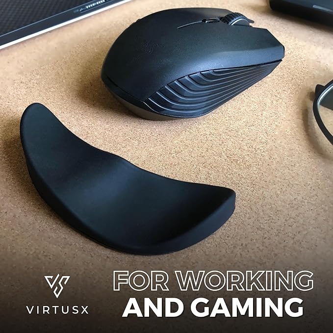 Virtusx Ergonomic Mouse Wrist Rest Gliding Palm Wrist Support Sliding Wrist Pad for Office Work Gaming Coding. Designed for Carpal Tunnel Syndrome and Pain Relief (Black)