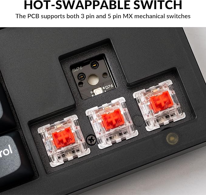 Keychron V3 Wired Custom Mechanical Keyboard TKL Tenkeyless QMK/VIA Programmable Macro with Hot-swappable Keychron K Pro Red Switch Compatible with Mac Windows Linux (Frosted Black-Translucent)