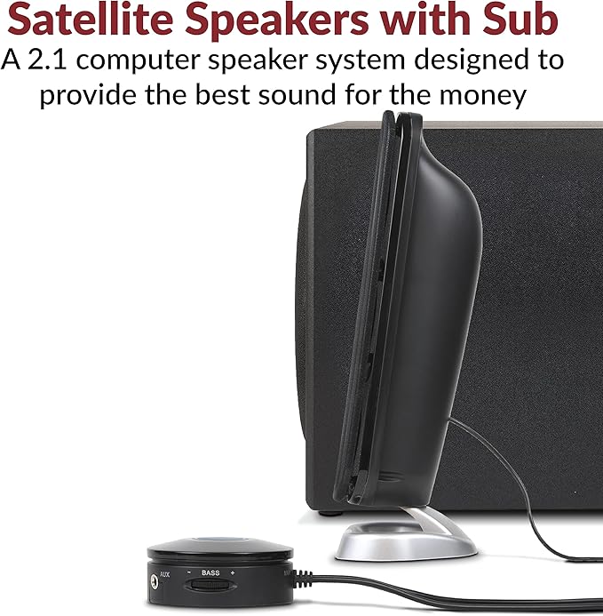 Cyber Acoustics CA-3908 2.1 Multimedia Speaker System with Subwoofer 92 Watts Peak Power Deep Bass Perfect for Music Movies and Games on Desktops Laptops Consoles