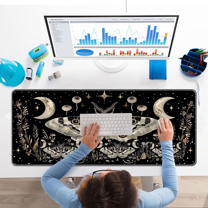 Keyboard Wrist Rest SetMemory Foam Wrist Support Mouse Pad31.5x11.8 Desk Mat for Comfortable Typing &amp Pain ReliefNon-Slip Base for Office &amp Home Use - Mushroom Moth