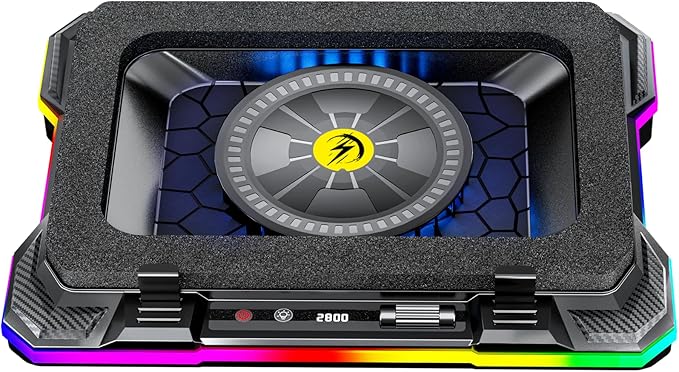 AICHESON Gaming Laptop Cooler Cooling Pad Ultra Cooling with 10°C-35°C Temperature Drop RGB Turbo Fan Stand Base for 14-19 inch Computer Laptops