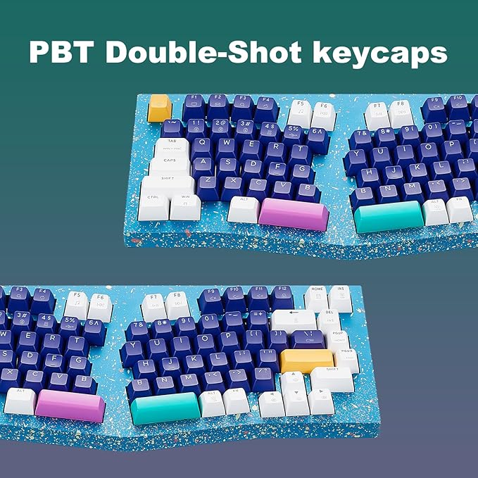 Hexgears F2 - Aluminum Custom Mechanical Keyboard Split Alice 83 Key Layout Ergonomic Keyboard Hot Swappable Creamy Linear Switch BT5.0/2.4GHz/USB-C RGB Backlit for Win/Mac (Color Blue)