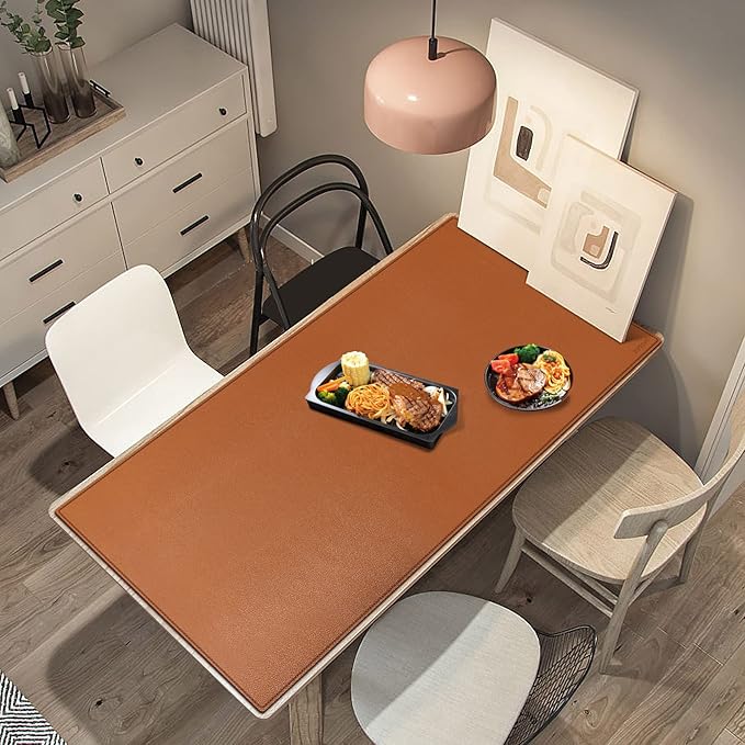 ZORESYN Conference Table Pads (70.87 x 31.5) - PU Leather Extended Large Mouse pad Office Desk Mat - Nonslip Base and Waterproof Desktop Writing Pad Mouse Mat (Light Brown)
