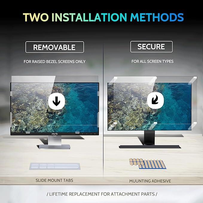 [2-Pack] 22 Inch Privacy Screen for Computer Monitor 16:10 Aspect Ratio Eye Protection Anti Blue Light Glare Shield 22inch Removable Black Blackout Anti Spy Desktop Security Private Filter