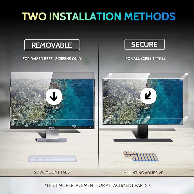 [2-Pack] 19 Inch Privacy Screen for Computer Monitor 5:4 Aspect Ratio Eye Protection Anti Blue Light Glare Shield 19inch Removable Black Blackout Anti Spy Desktop Security Private Filter