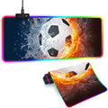 XL RGB Gaming Mouse Pad with 14 Light Modes - Light Up Gamer Mouse Pad31.5 x 11.8in Non-Slip Soccer Style Fire&ampWater Led Large Gamer MousepadBlack Long Glowing Gaming Accessories for DeskWaterp