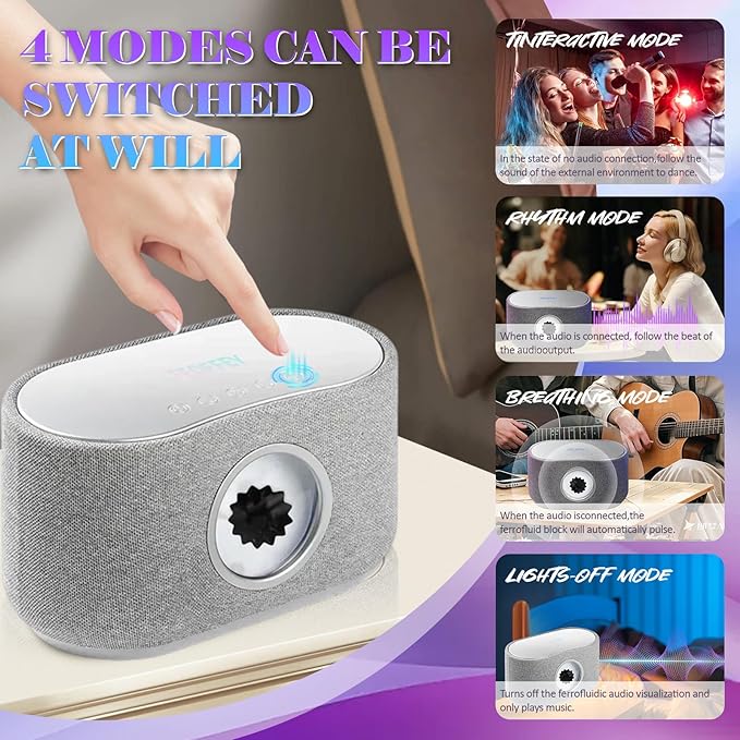 Magnetic Fluid Bluetooth Speaker with Music Visualization 15W Wireless Charging Touch Control Stereo Sound for Office Home Decor Music Lovers &amp Tech Enthusiasts