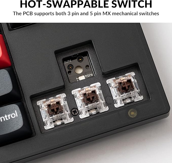 Keychron V3 Wired Custom Mechanical Keyboard TKL Tenkeyless QMK/VIA Programmable Macro with Hot-swappable Keychron K Pro Brown Switch Compatible with Mac Windows Linux (Frosted Black-Translucent)