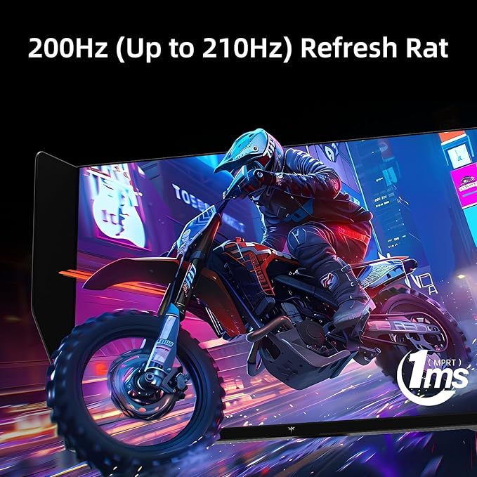 KTC 27 Inch Gaming Monitor 27M1 1440p 200Hz Computer Monitor with Built-in Sperkers Up to 210Hz 2K QHD Fast IPS Adaptive Sync 130% sRGB ΔE＜2 Height Adjustable Monitors with Shielding Hood