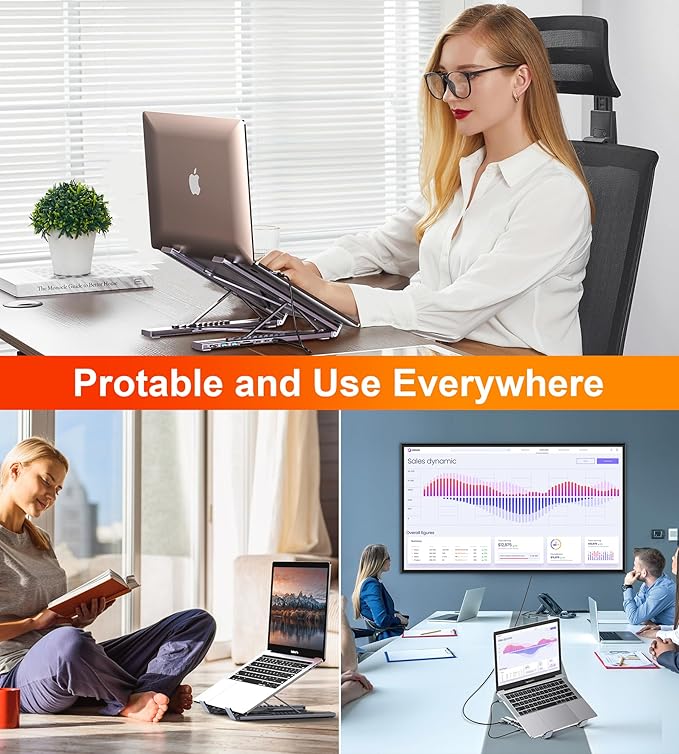USB C Laptop Docking Station Stand Dock Tablet Stand 8 in 1 USB C Hub with 4K HDMI 2 USB 3.0 PD 100W Universal Dock Station for MacBook Pro/Air/Dell/HP/Surface/Lenovo Plug and Play