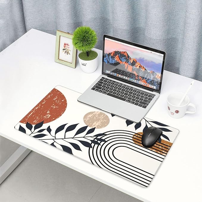 Versatile Wood Grain Desk Cover MatExtended Large Mouse PadComputer Laptop Mat Desk Decor for Office Game Home 30x16 Inch