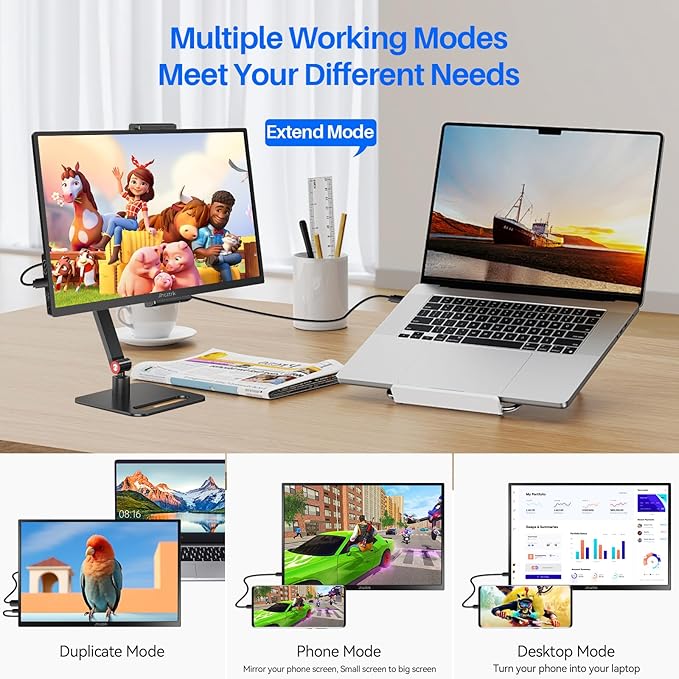 14 Inch Touchscreen Portable Monitor 1200P Slim and Lightweight Bezel less FHD IPS HDR Gaming Monitor Laptop Travel Sub-Monitor with Built-in Speakers and VESA for Laptop Mac PC Xbox PS4/5 Switch