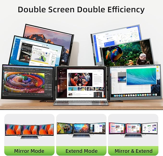Laptop Screen Extender Ultra-Thin 15.3 FHD 1200P 16:10 Portable Monitor for Laptop Lightweight Travel Monitor Extender Plug &amp Play for 14-17.3 Laptops Compatible with Wins/Mac/Android/Chrome