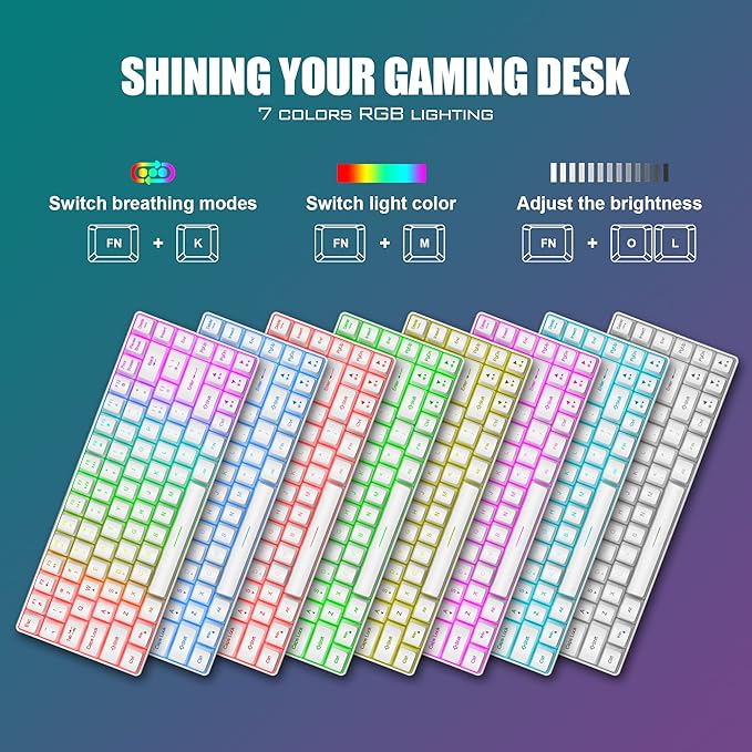 RedThunder 60% Mini Gaming Keyboard and Mouse Combo Lightweight Ultra-Compact 61 Keys RGB Backlit7200 DPI Honeycomb Optical Mouse Wired Gaming Set for PC MAC PS5 Xbox Gamer(White)